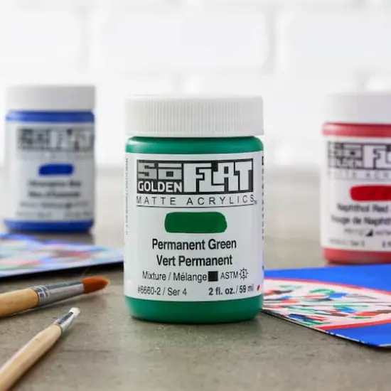 Golden&reg; 2oz. SoFlat Matte Acrylic Paint Permanent Green {3}