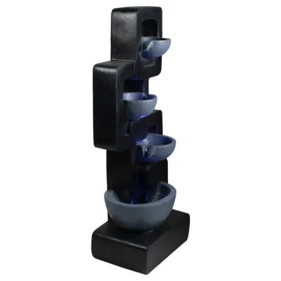 32" Black & Gray 4-tier Modern Outdoor Garden Water Fountain {5}