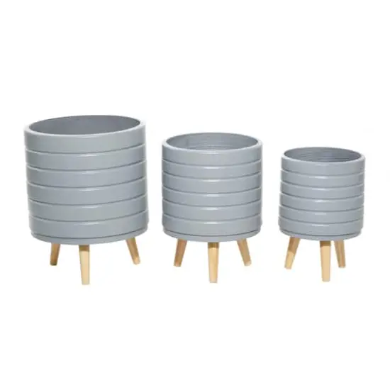 Set of 3 Grey MgO Contemporary Planter 14", 16", 18" {7}