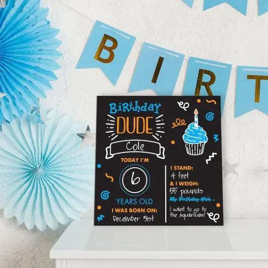 RoomMates 12" Double-Sided Birthday Dude Chalkboard {3}