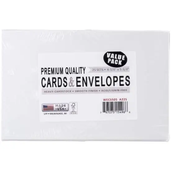 Leader Paper Products White A2 Greeting Cards With Envelopes, 25ct. {1}