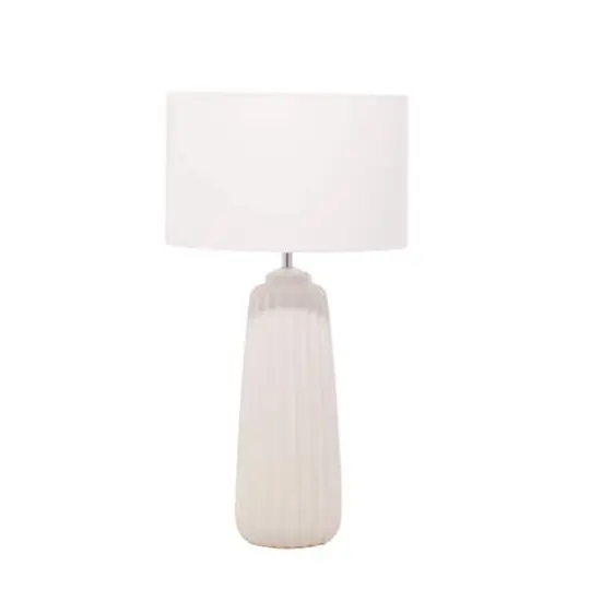 24" White Stone Traditional Table Lamp {1}