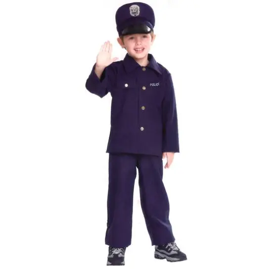 Small Navy Blue & Gold Police Officer Child Costume {1}