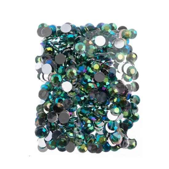 John Bead 12mm Acrylic Round Flat Back Rhinestones, 400ct. Green AB {4}