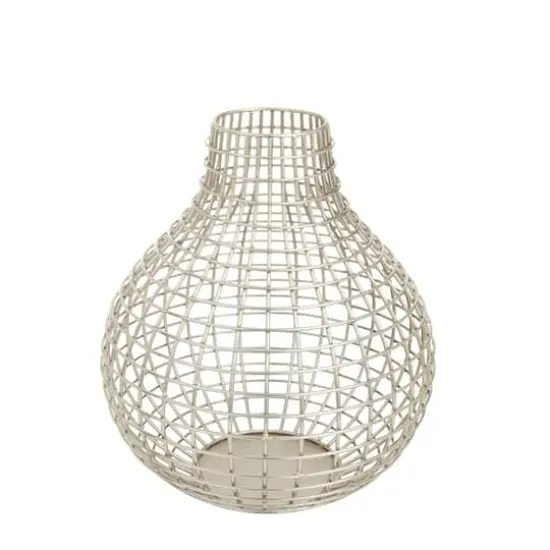 CosmoLiving by Cosmopolitan Silver Iron Modern Vase, 13" x 13" x 14" {3}