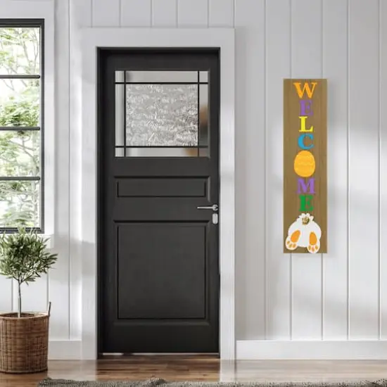 3.25ft. Welcome Wooden Easter Bunny Porch Board Sign {3}