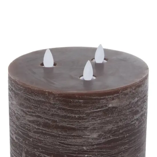Brown Traditional Wax Flameless Pillar Candle Set {7}