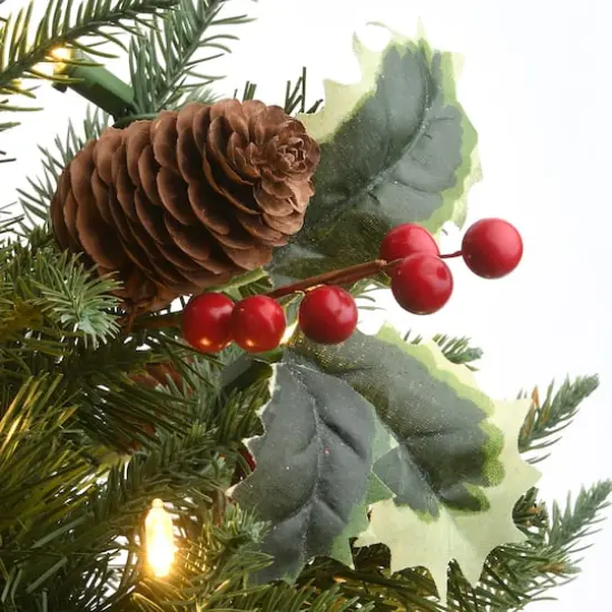 2ft. Pre-Lit Happy Hill Pine Artificial Christmas Tree, Warm White LED Lights {5}