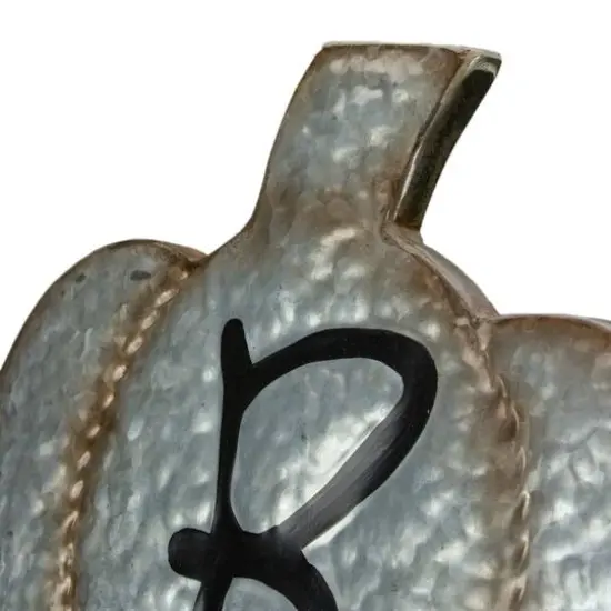 28' Silver & Brown Metal Pumpkin Halloween Decoration {4}