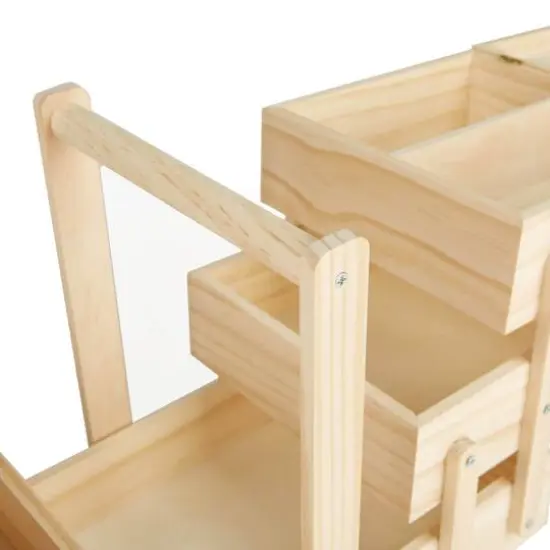 Mind Reader Brown Portable Wooden Sewing Storage Box Organizer {7}