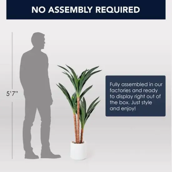 American Art Decor 48" Artificial Yuca Plant in a White Pot {7}