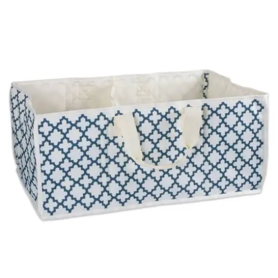 Navy Polyester Lattice Rectangle All Purpose Storage Bin {7}