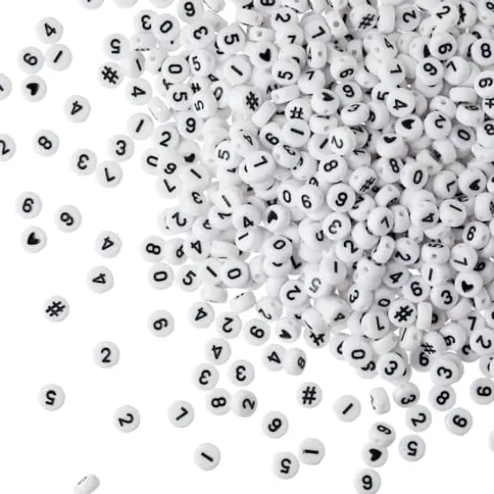 White & Black Number Acrylic Circle Craft Beads, 7mm by Bead Landing™ {1}