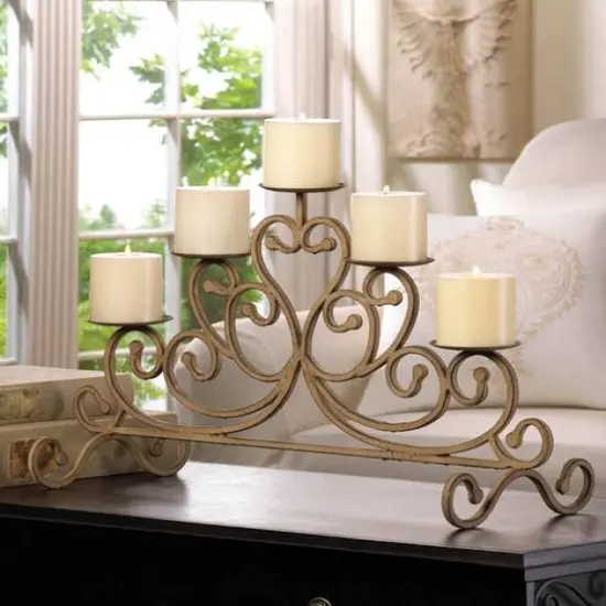 24" Antiqued Iron Candle Stand {3}