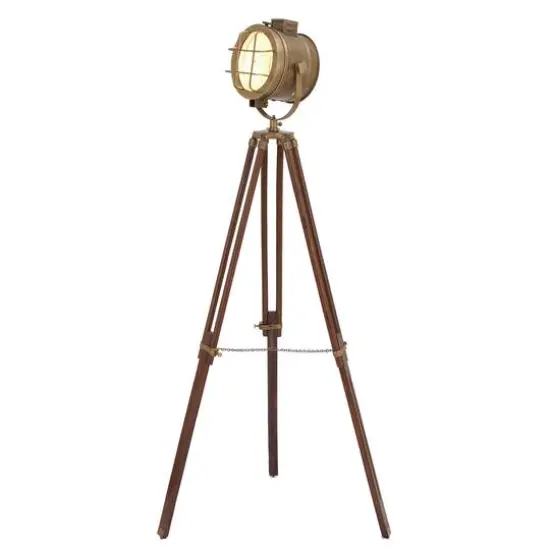71" Brown Wood Industrial Floor Lamp {1}