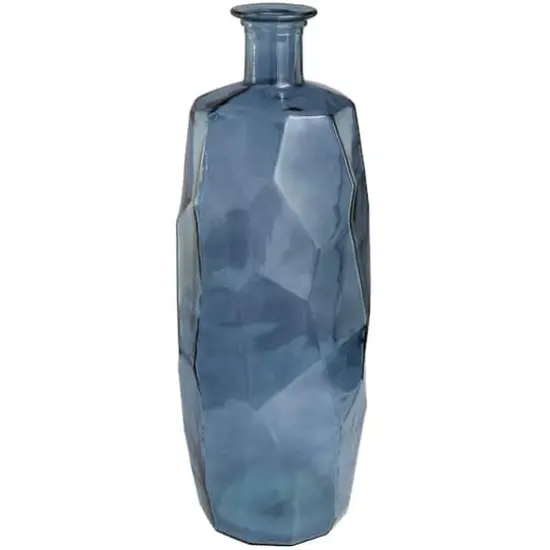 29" Blue Recycled Glass Tall Spanish Bottleneck Vase {1}