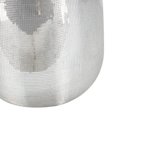 40" Silver Fiberglass Mosaic Floor Vase with Blue Interior, {5}