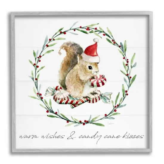 Stupell Industries Warm Wishes & Candy Kisses Phrase Framed Giclee Art Gray {1}