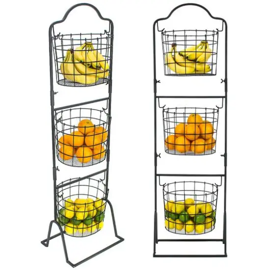 Sorbus 49" Black 3-Tier Hanging Basket Stand {7}