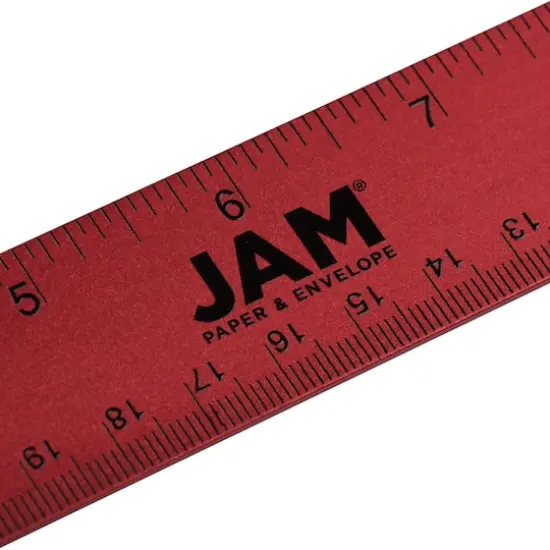 JAM Paper Metallic Stainless Steel Rulers, 12ct. Red {5}