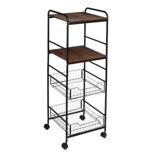 Honey Can Do Black 4-Tier Rolling Cart {5}