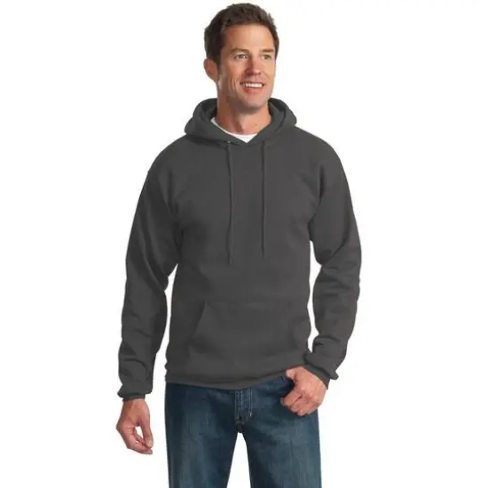 Port & Company&reg; Tall Essential Fleece Pullover Hooded Sweatshirt Charcoal {4}