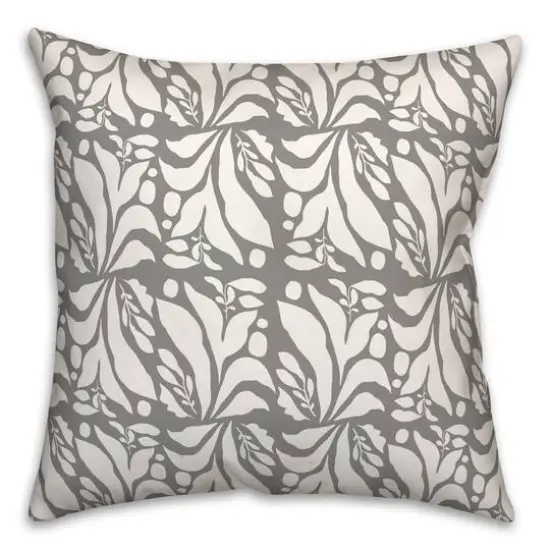 18" Fun Foliage Indoor/Outdoor Pillow Gray {1}