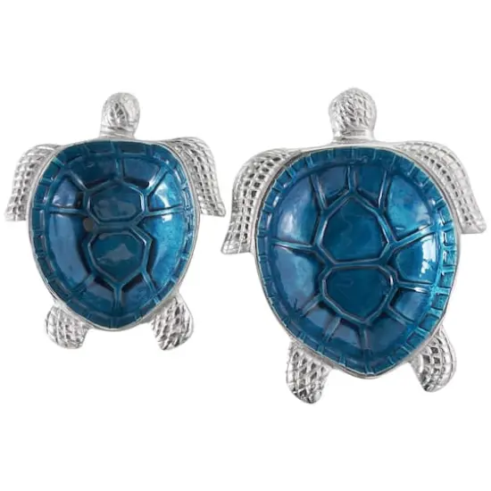 Blue Aluminum Metal Turtle Enameled Decorative Bowls, 2ct. {1}