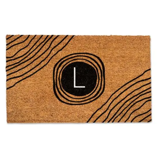 Black Monogram Circle Natural Coir Doormat L {1}