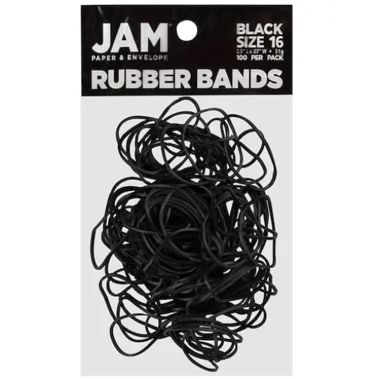 JAM Paper Size 16 Black Rubber Bands, 100ct. {1}