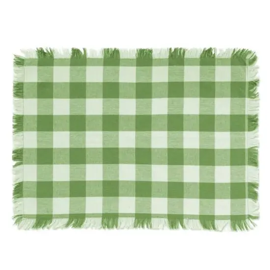 DII&reg; Bright Green Heavyweight Check Fringed Placemat Set, 6ct. {3}