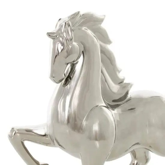 12" Ceramic Prancing Horse Sculpture Silver {3}