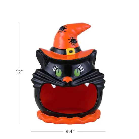 Mr. Halloween 12" Motion Activated Ceramic Black Cat Candy Bowl {4}