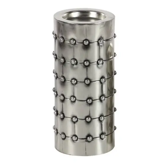 Silver Metal Industrial Candle Holder Set {4}