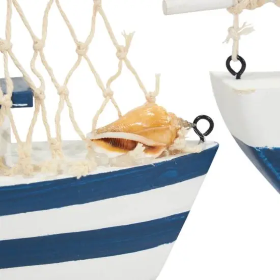 Blue Sail Boat with Netting & Starfish Sculpture Set {5}