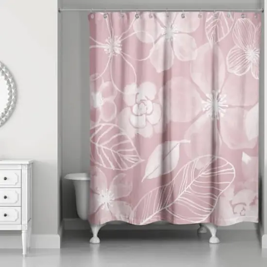Watercolor Flowers Shower Curtain Blush {3}