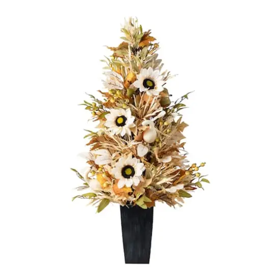 Glitzhome&reg; 36" Fall Neutral Sunflower, Pumpkin and Leaf Porch Tree {1}