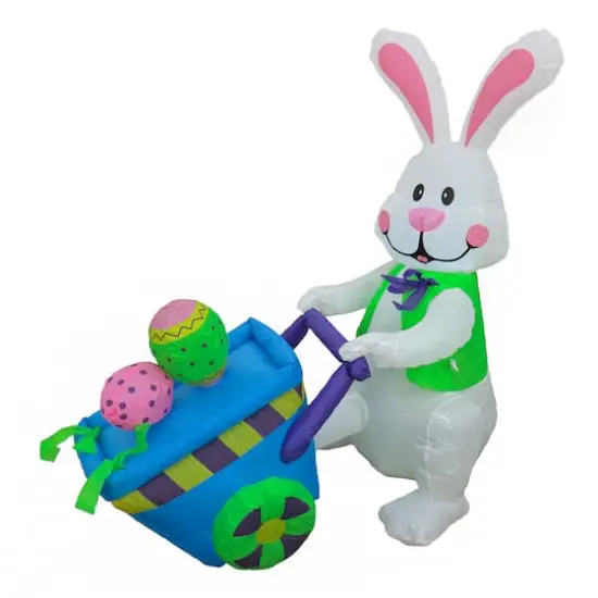 4ft. Inflatable Easter Bunny with Wheelbarrow {1}