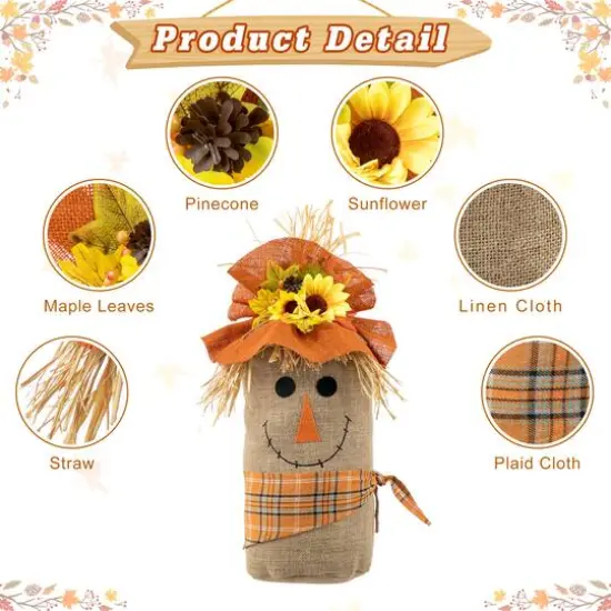 Glitzhome&reg; 23" Fall Linen Scarecrow Doorstop Porch D&eacute;cor {8}