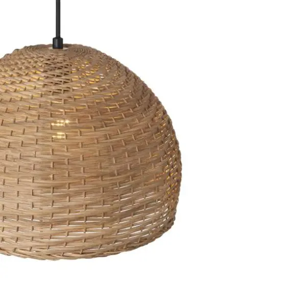 Hello Honey® Calypso Stained Natural Metal & Handwoven Wicker Dome Ceiling Light {7}