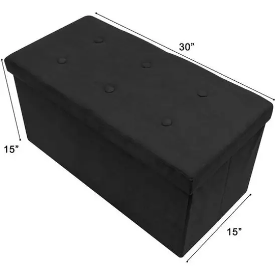 Sorbus 30" Faux Suede Storage Bench Black {6}
