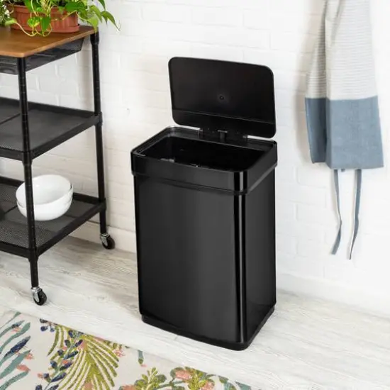 Honey Can Do 50L Black Stainless Steel Trash Can w/ Motion Sensor {4}