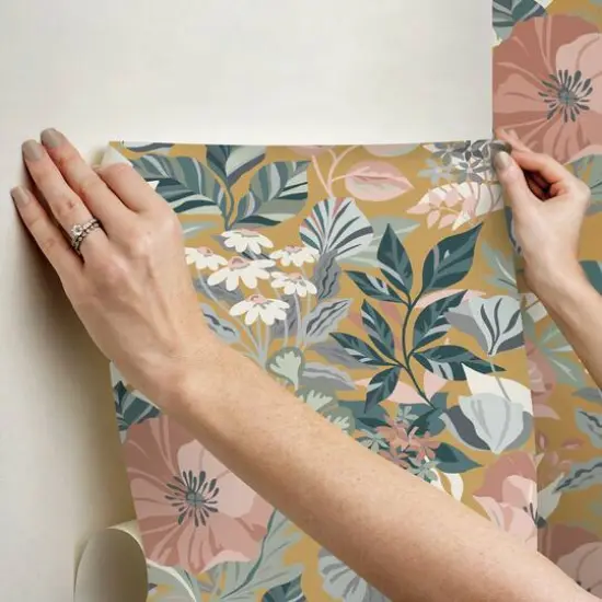 RoomMates Poppy Fields Peel & Stick Wallpaper Mustard {9}