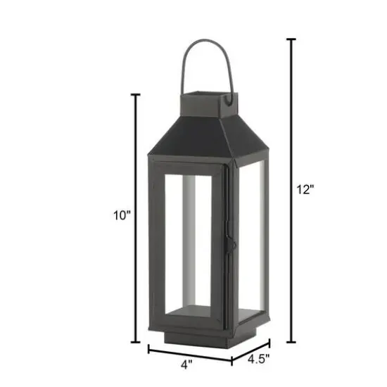 10" Black Iron & Glass Square Lantern {6}