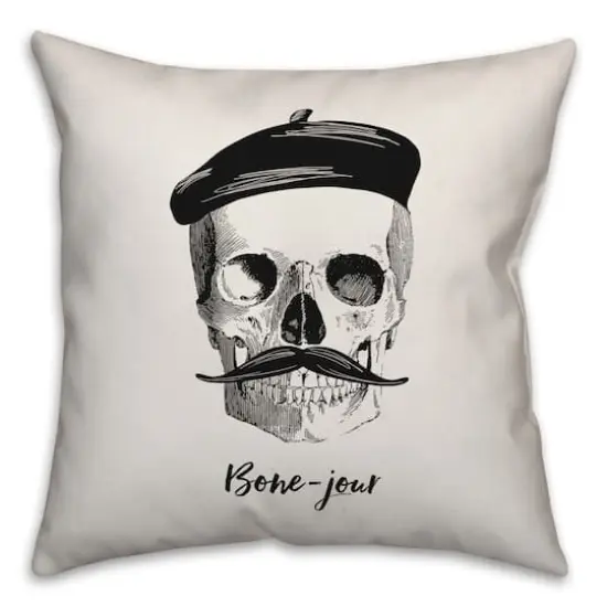 Bone-jour Spun Poly Throw Pillow {1}