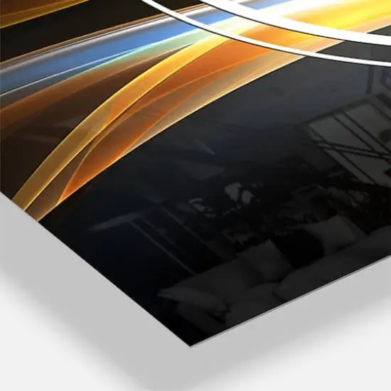 Designart 3D Gold Waves In Black Multipanel Wall Clock {4}