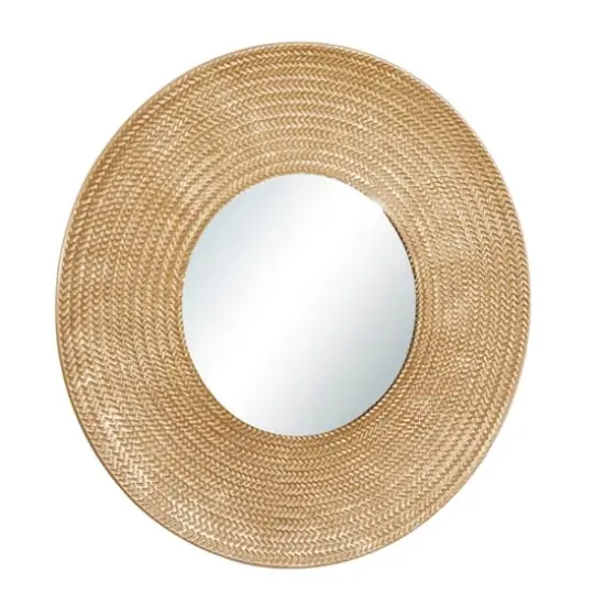 36" Gold Metal Contemporary Wall Mirror {3}