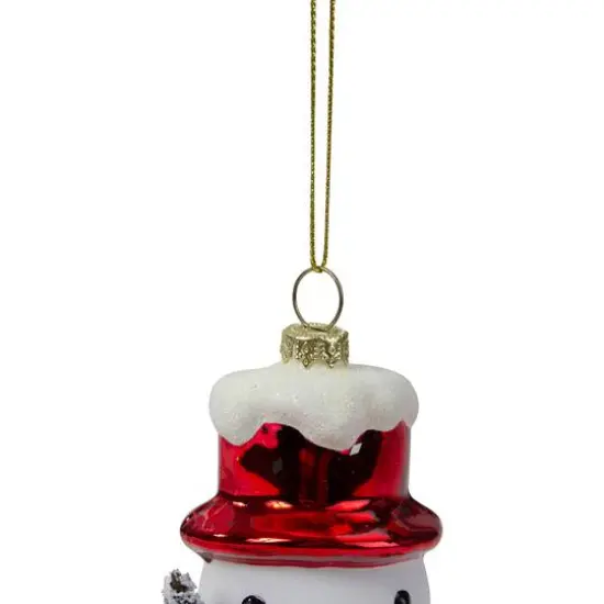 5.5" White & Red Glass Snowman Christmas Ornament {12}