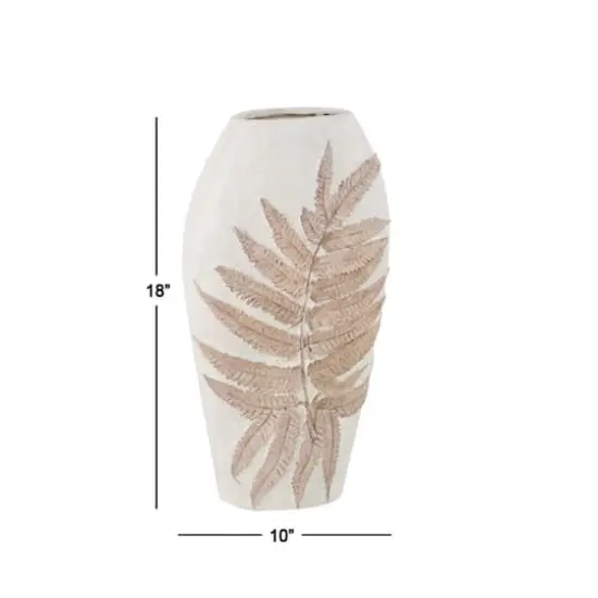 White Polystone Boho Style Vase, 18" x 10" x 6" {8}