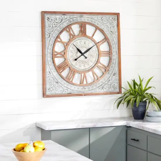 Brown Farmhouse Wood Wall Clock, 36" x 36" {7}